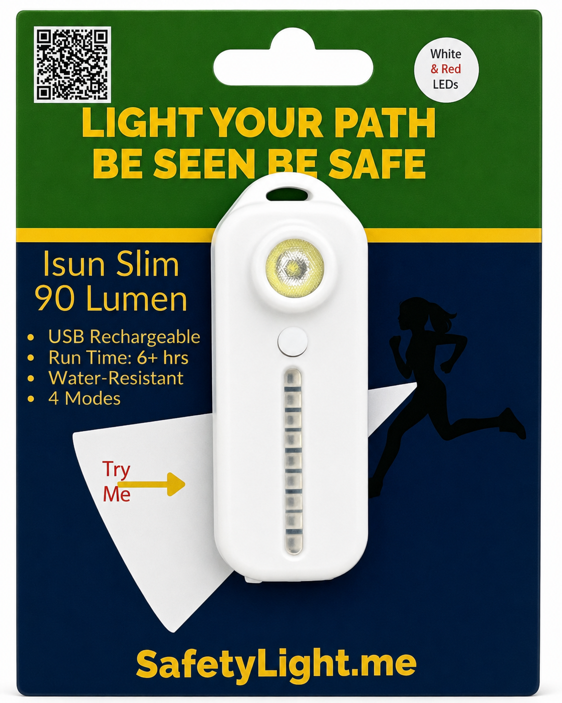 Isun Slim 90 Lumen Clipon White & Red Light (6-Pack)