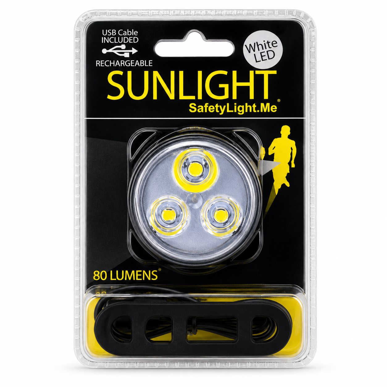 Bright Guard SunLight 80-lumen USB Rechargeable, Clipon Light, Clamshell Packaging